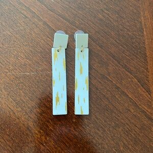 Gold and White Geometric Earrings